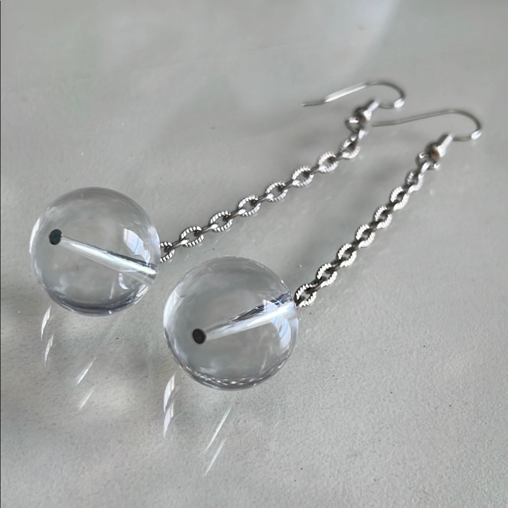 Vintage Clear Lucite Ball Dangle Earrings